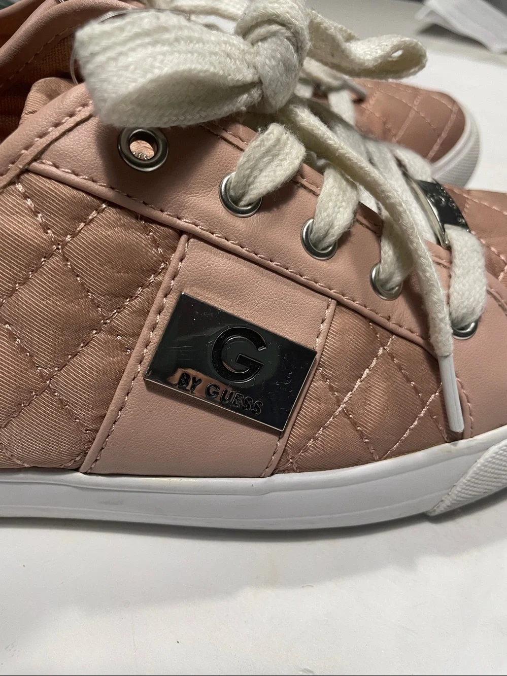GUESS G Backer Z Quilted Blush Quilted Lace-Up Sneaker size 9M
